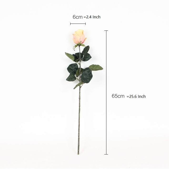 Silk Champagne Color Single Rose Bloom Stem 26" Tall