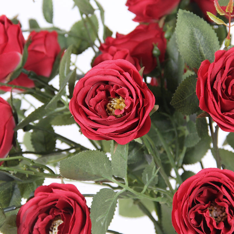 Silk Rose Bloom Stem in Red 37" Tall