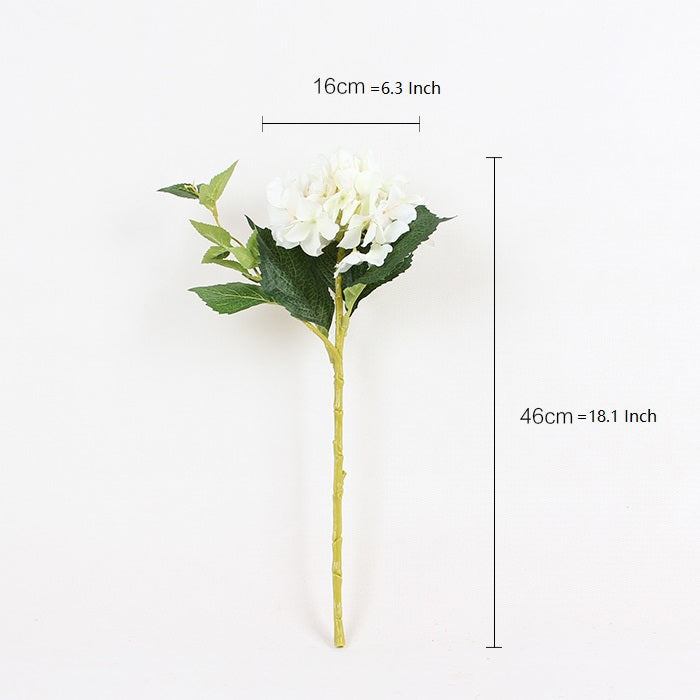 Silk Hydrangea Stem in White 18" Tall