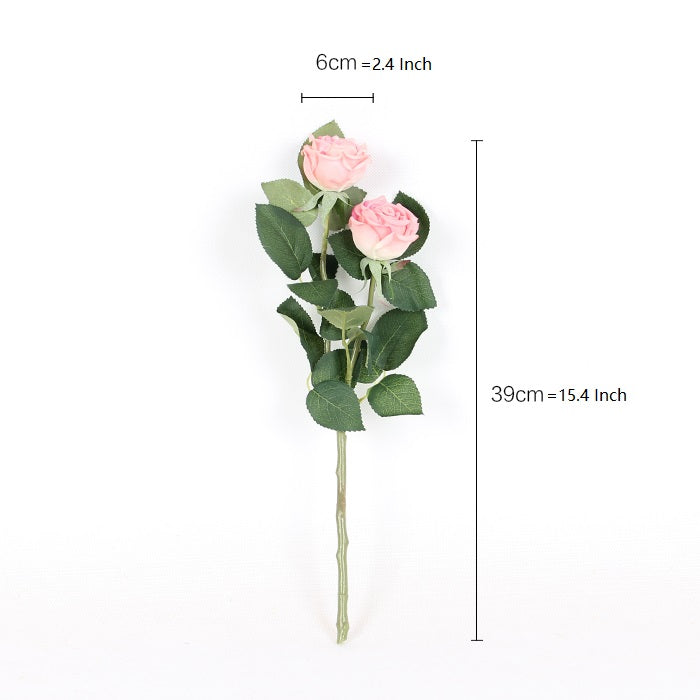 Real Touch Rose Bloom Short Stem in Light Pink 15" Tall