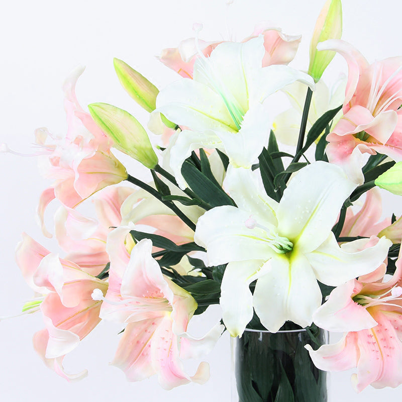 Real Touch Lily Stem in Pink and White 35.4" Tall