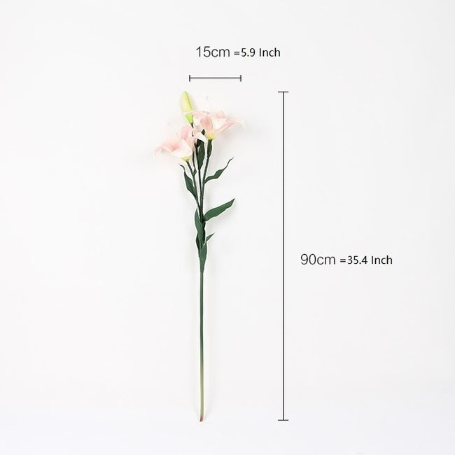 Real Touch Lily Stem in Pink and White 35.4" Tall