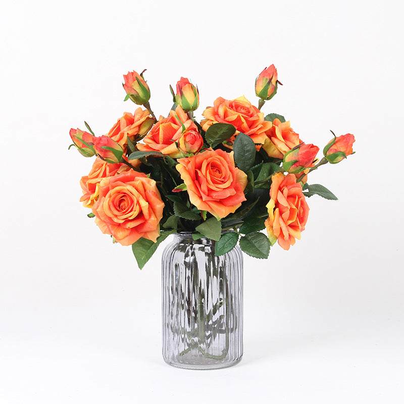 Real Touch Rose Bloom Stem in Orange 19" Tall