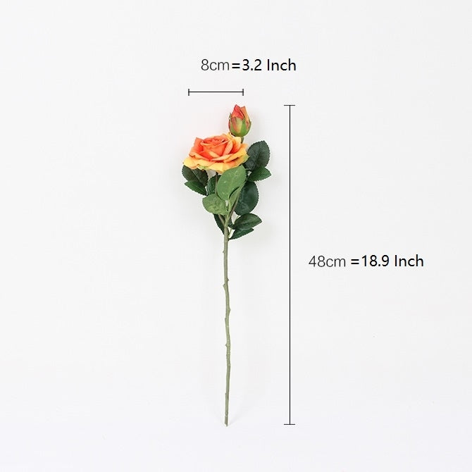 Real Touch Rose Bloom Stem in Orange 19" Tall