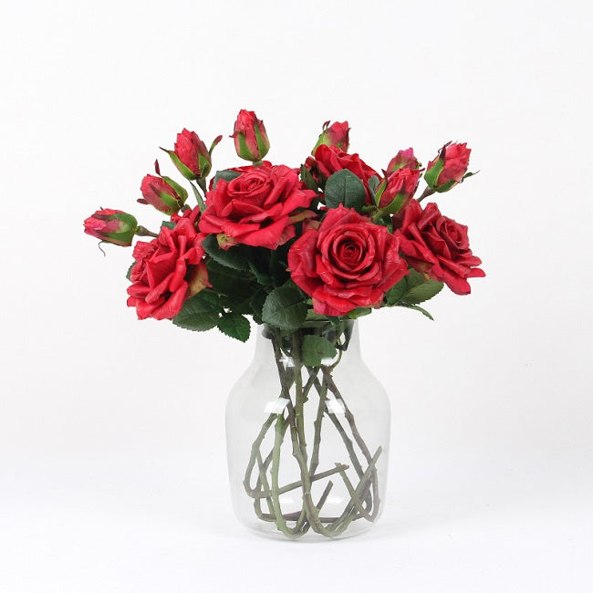 Real Touch Rose Bloom Stem in Red 19" Tall