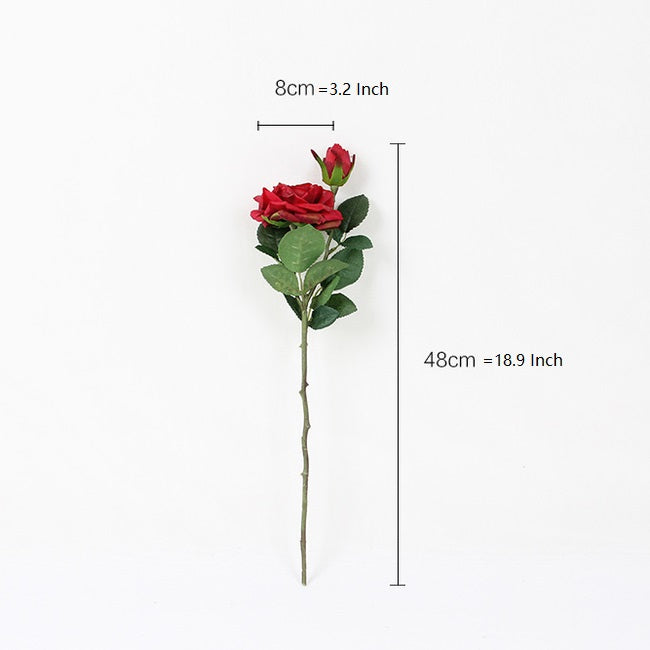Real Touch Rose Bloom Stem in Red 19" Tall