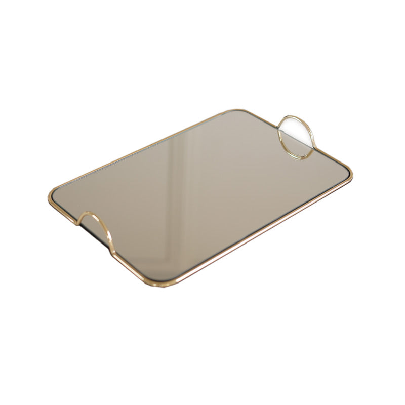 Modern Tray Simple Gold Line Mirrored Tray