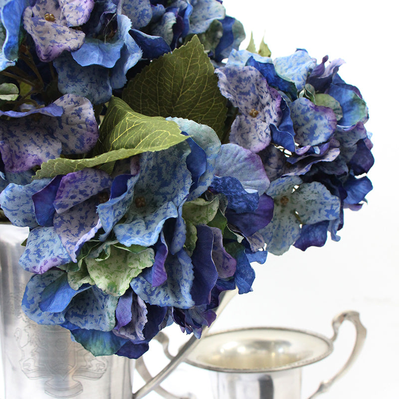 Silk Hydrangea Bloom Bunch in Blue 21" Tall