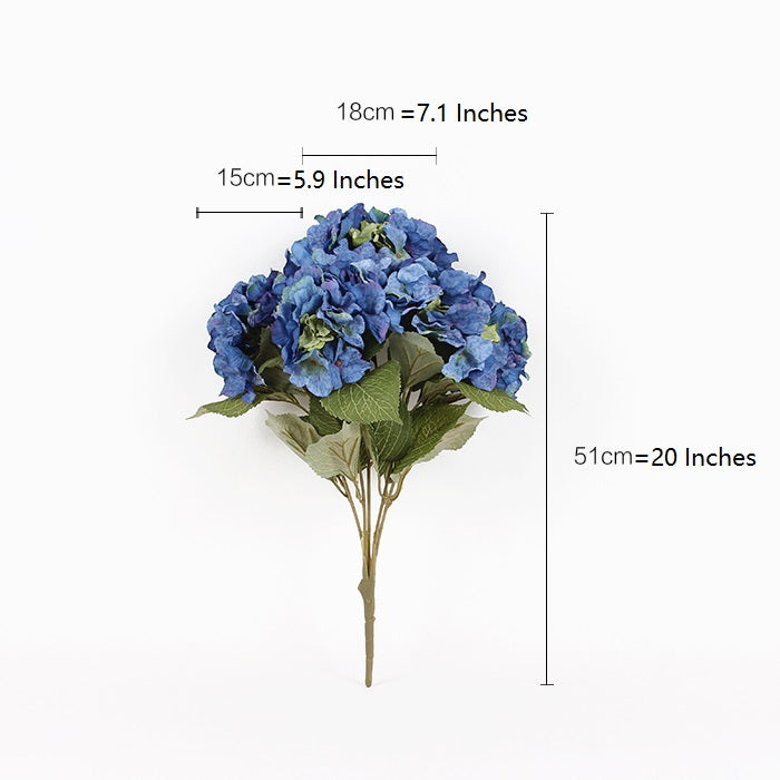 Silk Hydrangea Bloom Bunch in Blue 21" Tall