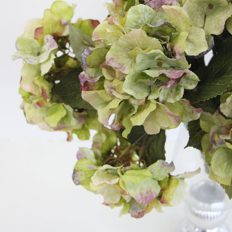 Silk Hydrangea Bloom Bunch in Green 21" Tall
