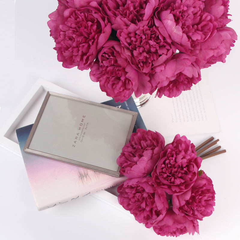 Silk Peony Bouquet in Light Pink 10" Tall