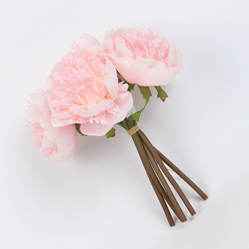 Silk Peony Bouquet in Light Pink 10" Tall