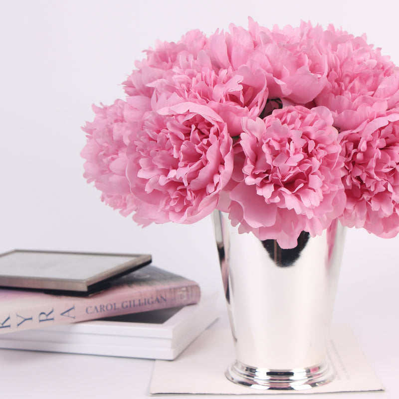 Silk Peony Bouquet in Pink 10" Tall