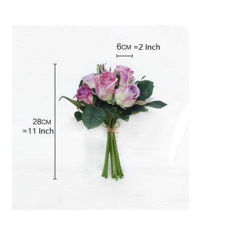 Silk Rose Bouquet in Purple 11" Tall