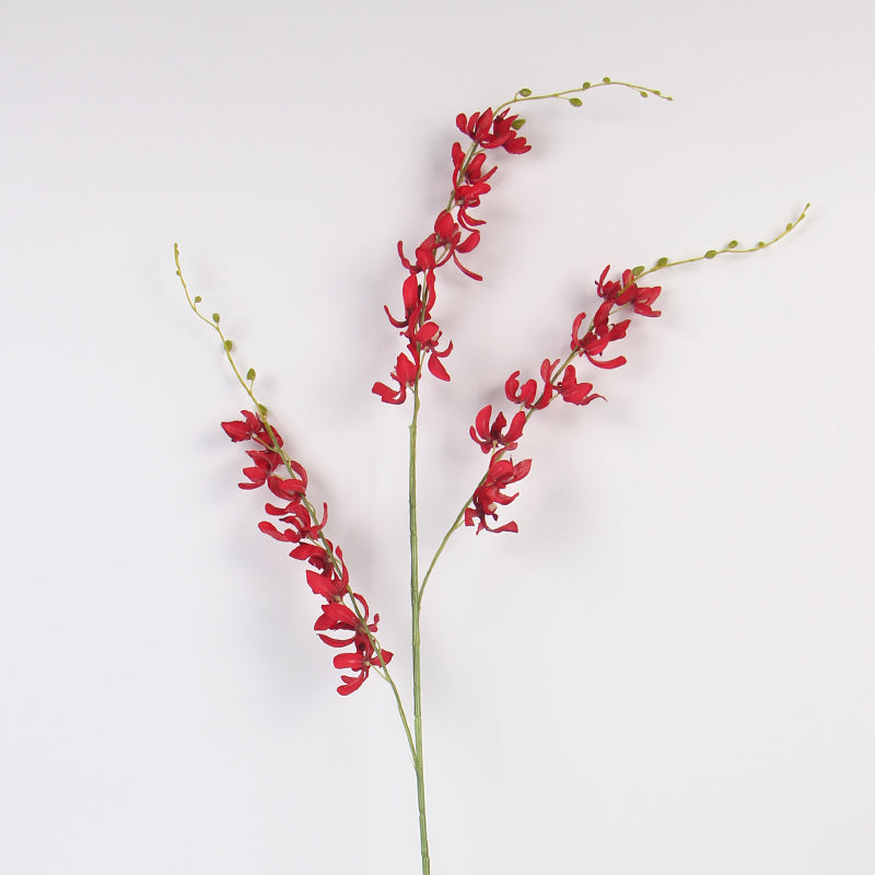 Silk Asian Style Oncidium Orchid Stem in Red 43" Tall