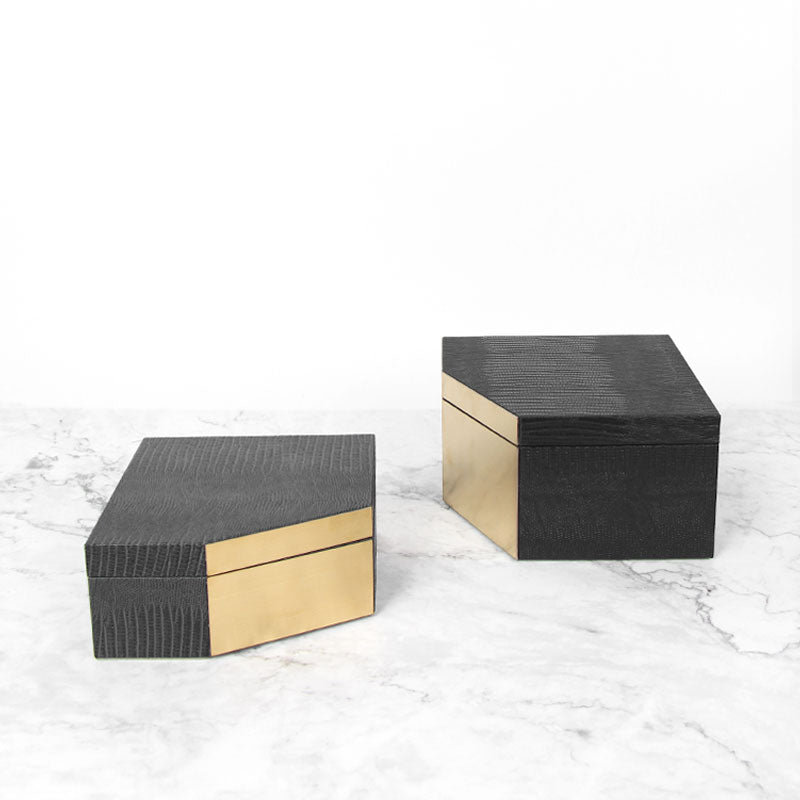 Faux Leather Gold Metal Jewelry Box