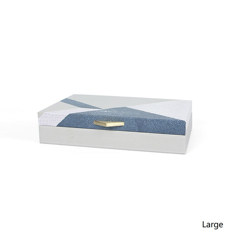 Faux Leather Abstract Blue Jewelry Box