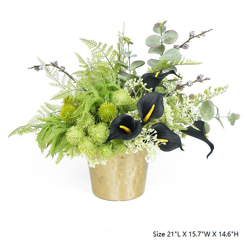 Faux Lily in Green Plant Table Centerpiece