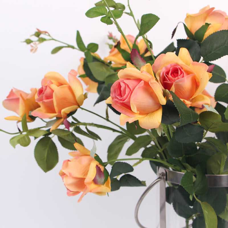 Real Touch Rose Bloom Stem in Orange 37" Tall