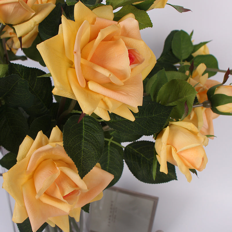 Real Touch Rose Bloom Stem in Champagne Yellow 33" Tall