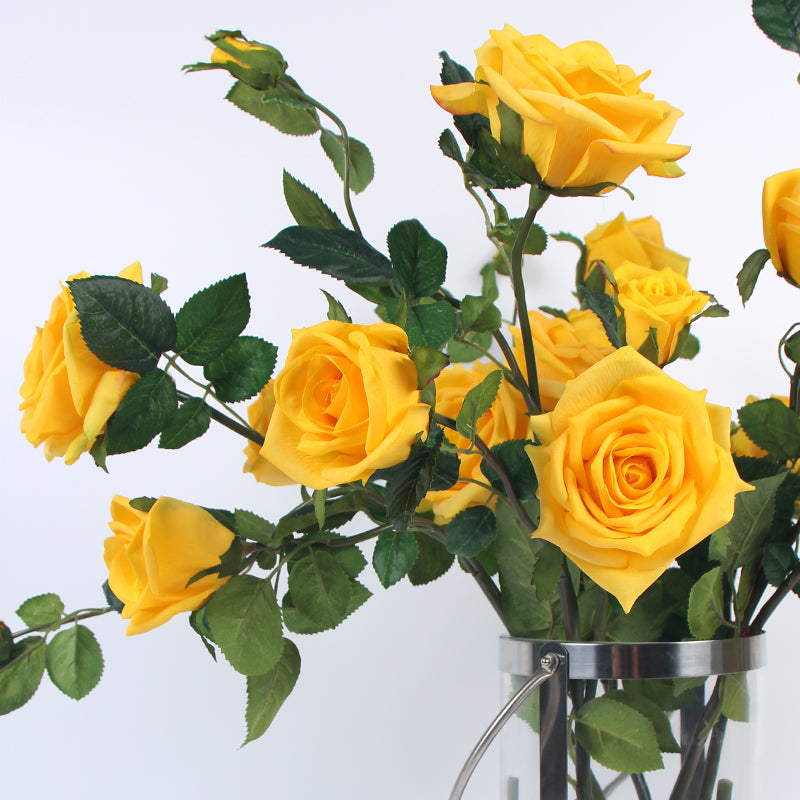 Real Touch Rose Bloom Stem in Yellow 38" Tall