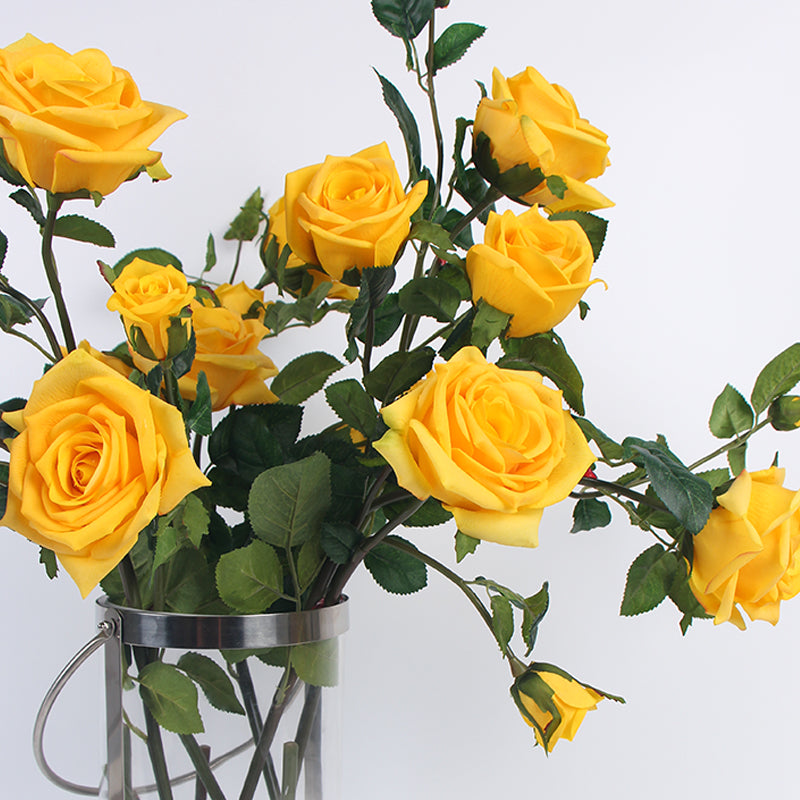 Real Touch Rose Bloom Stem in Yellow 38" Tall