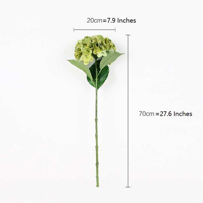 Silk Hydrangea Serrated Petal Stem in Green 28" Tall