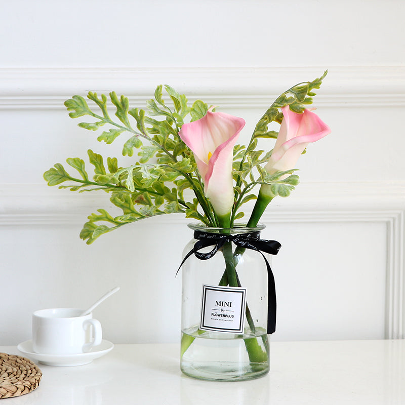 Greenery and Lily in Glass Vase
