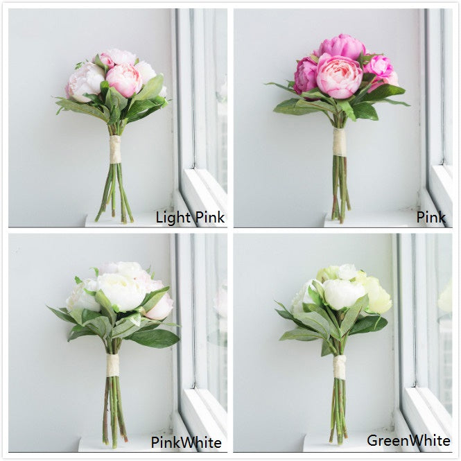 Artificial Peony Bouquet 14" Tall